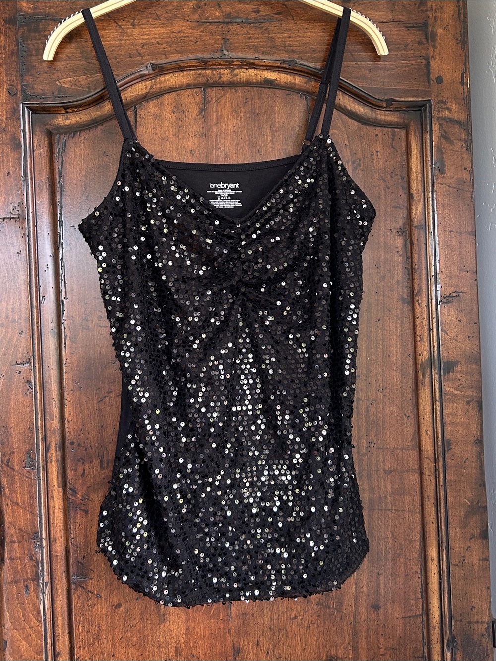 Lane Bryant Black Sequin Cami Tank Top with Adjustable Straps Size 14/16 NWT